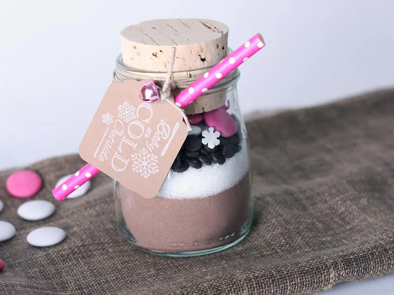 A jar of hot chocolate mix