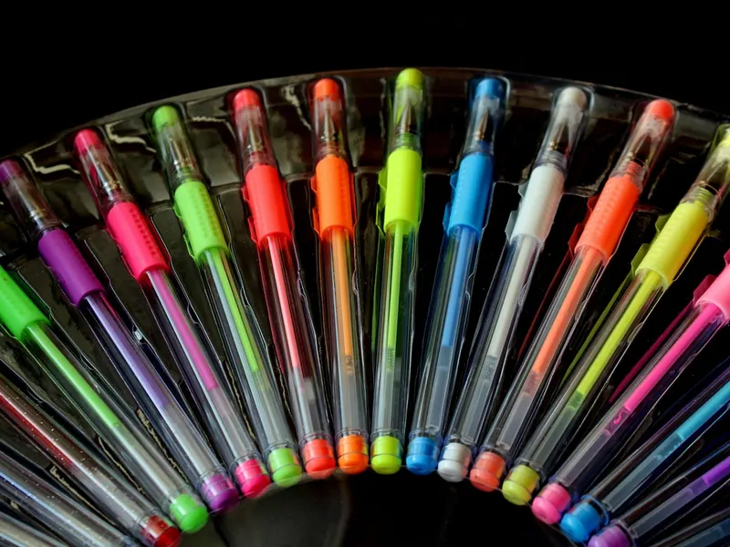 A set of colourful gel pens