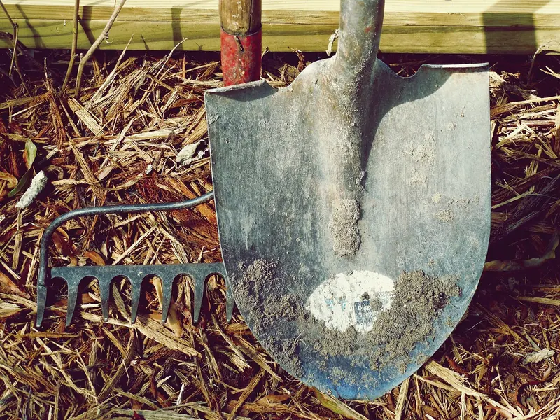 A children’s gardening tool set