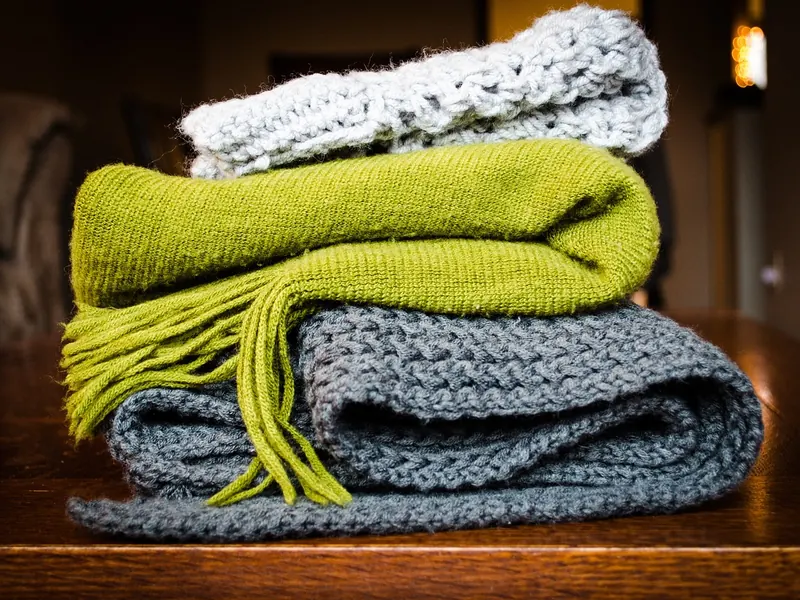 A chunky knit throw