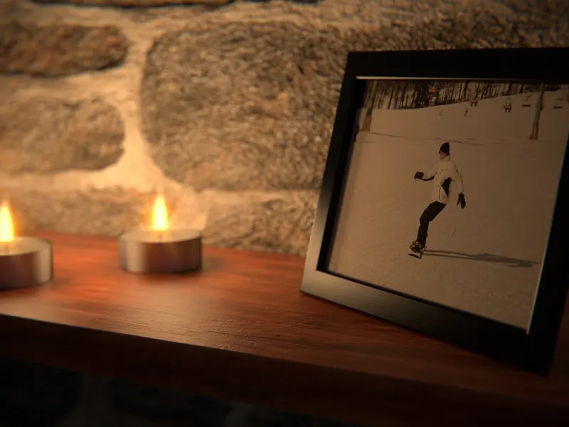 A framed photo of a shared memory
