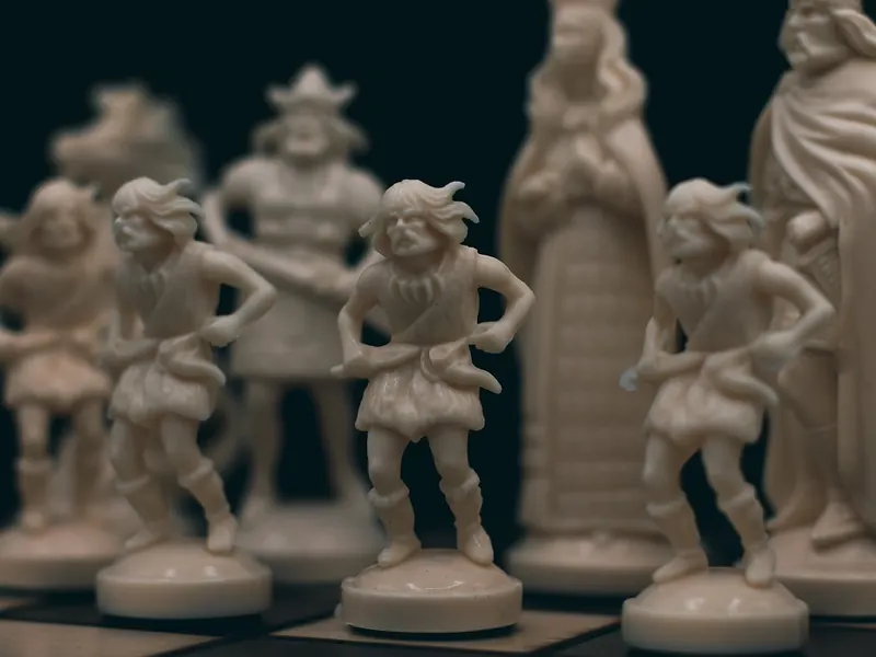 A wooden chess set