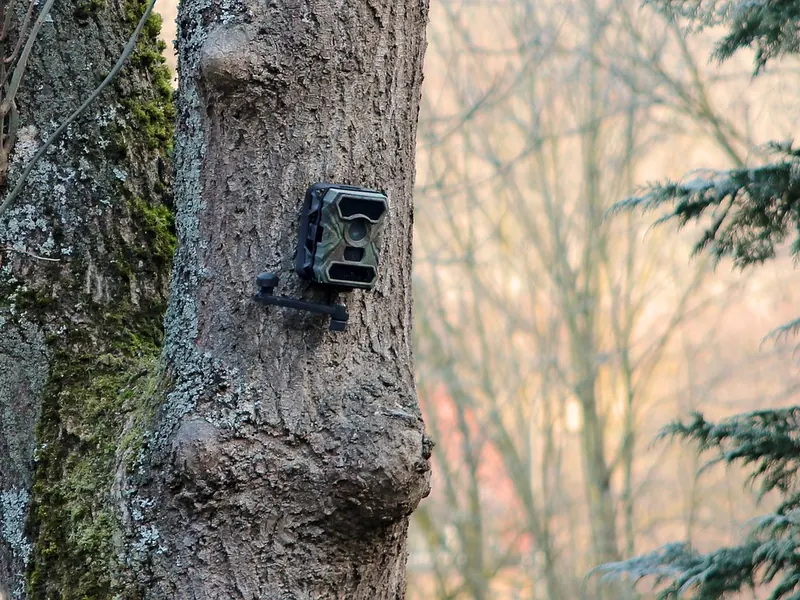 A wildlife trail camera